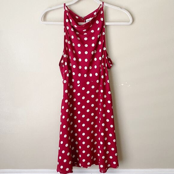 Privacy Please | Revolve Quincy Halter Neck Mini Dress Polka Dots Red White XS - Picture 2 of 5